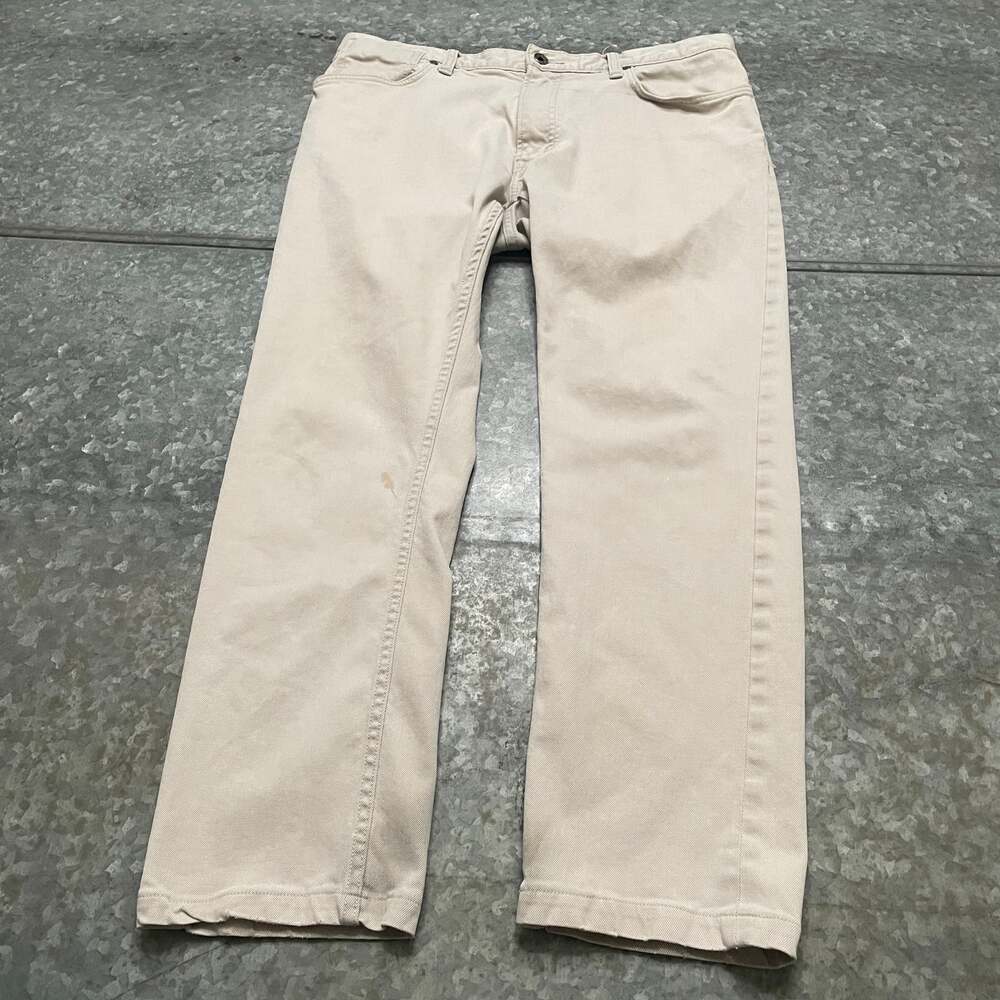 John Varvatos Bowery Slim Straight Denim Jeans 34x28 Ankle Light Gray Sand
